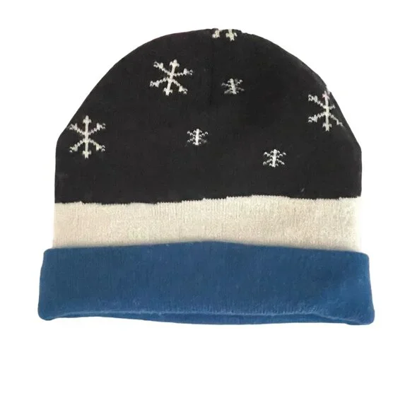 Let It Snow Snowman Knit Beanie Knit Hat One Size Fits Most Winter Hat - Picture 2 of 5